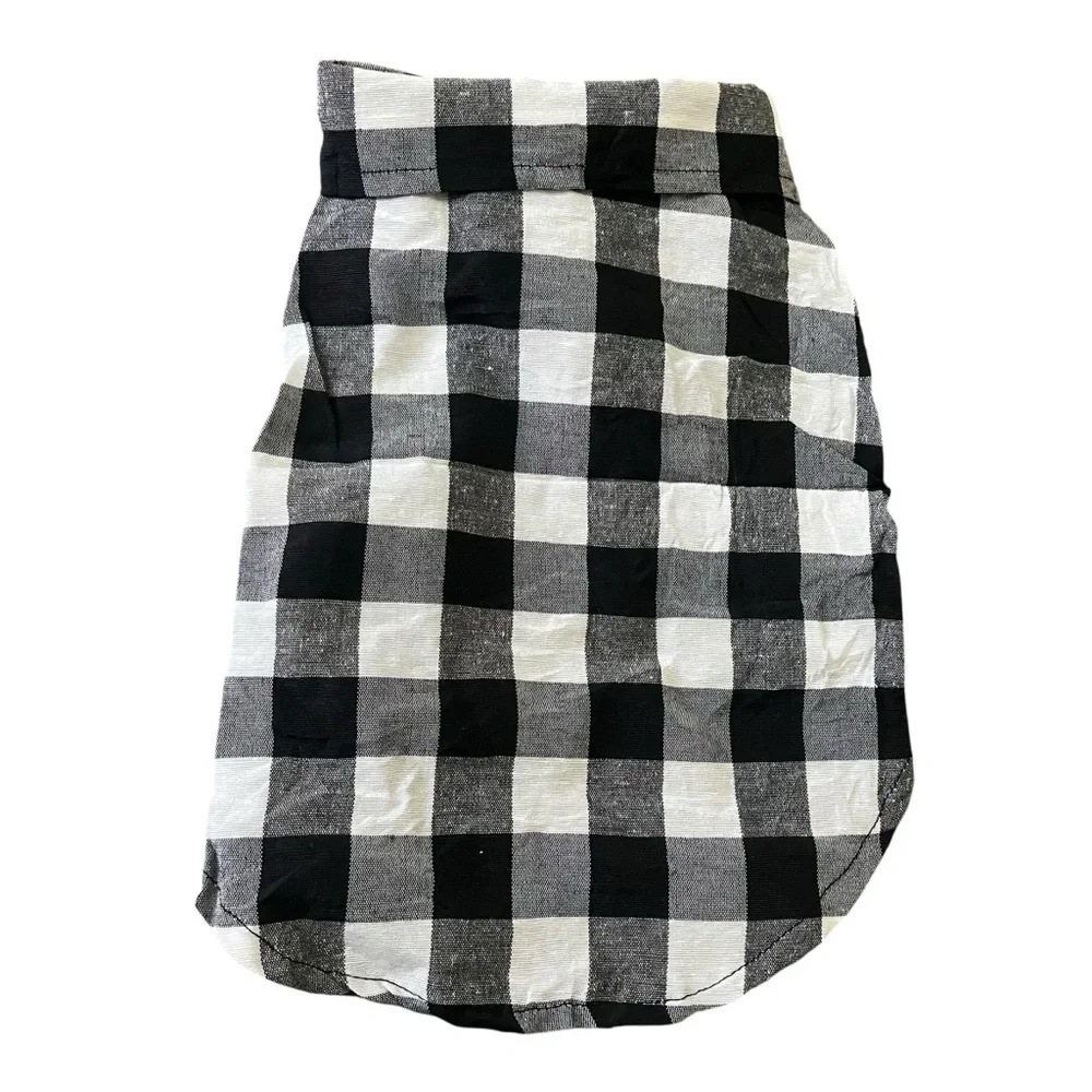 NWOT Stylish Black and White Checkered Dog Shirt with Red Bow Tie Size M